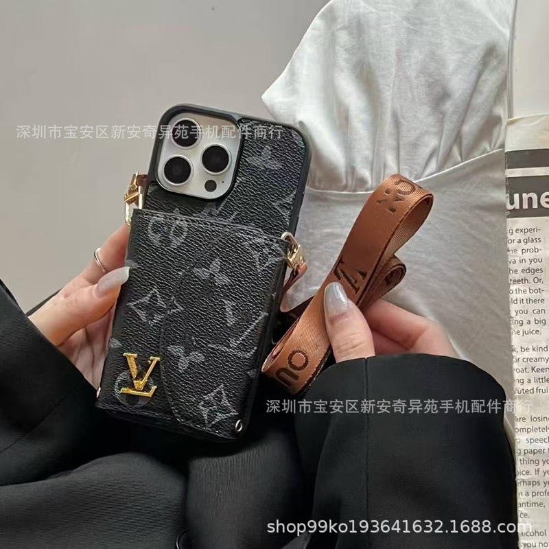 奢华卡包化妆镜挂绳跨境爆款适用iPhone17Promax电镀苹果16手机壳|undefined