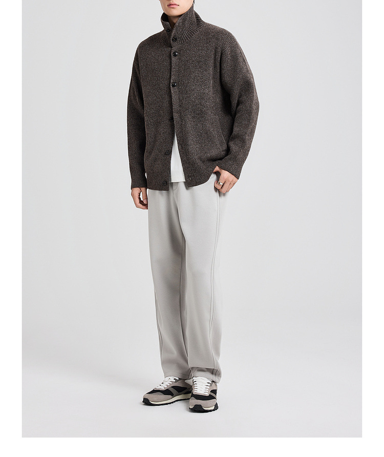 Áo len cardigan nam phong cách Mỹ dệt kim nhung hoa — màu đen chi tiết 24