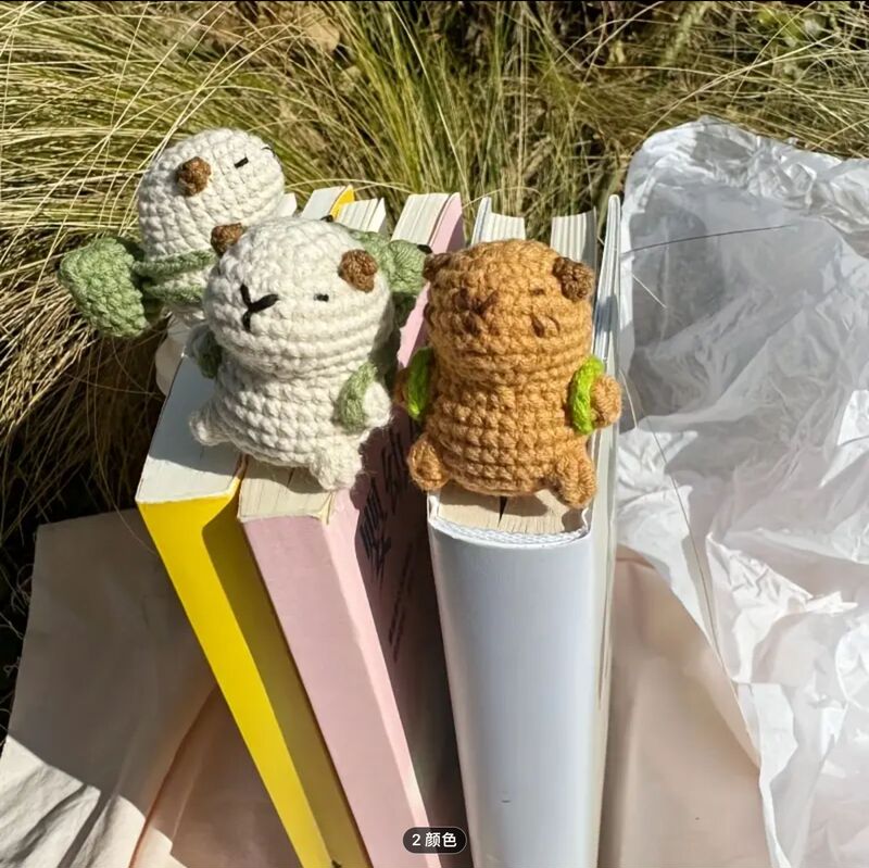 Cross-Border Hot-Selling Handmade Crocheted Capibara Pufferfish Bookmark Cute Gift Knitting Creative Reading Gift