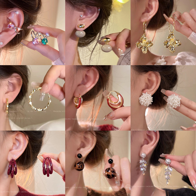 sterling silver needle high-grade pearl stud earrings for women light luxury minority fashion dignified flowers earrings korean style popular earrings