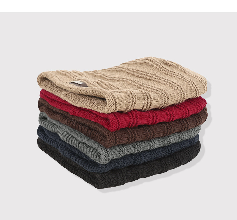 Cappello da uomo in maglia unisex, cappello alla moda con etichetta in ferro, cappello di lana, caldo e antivento, pullover_voghion.com