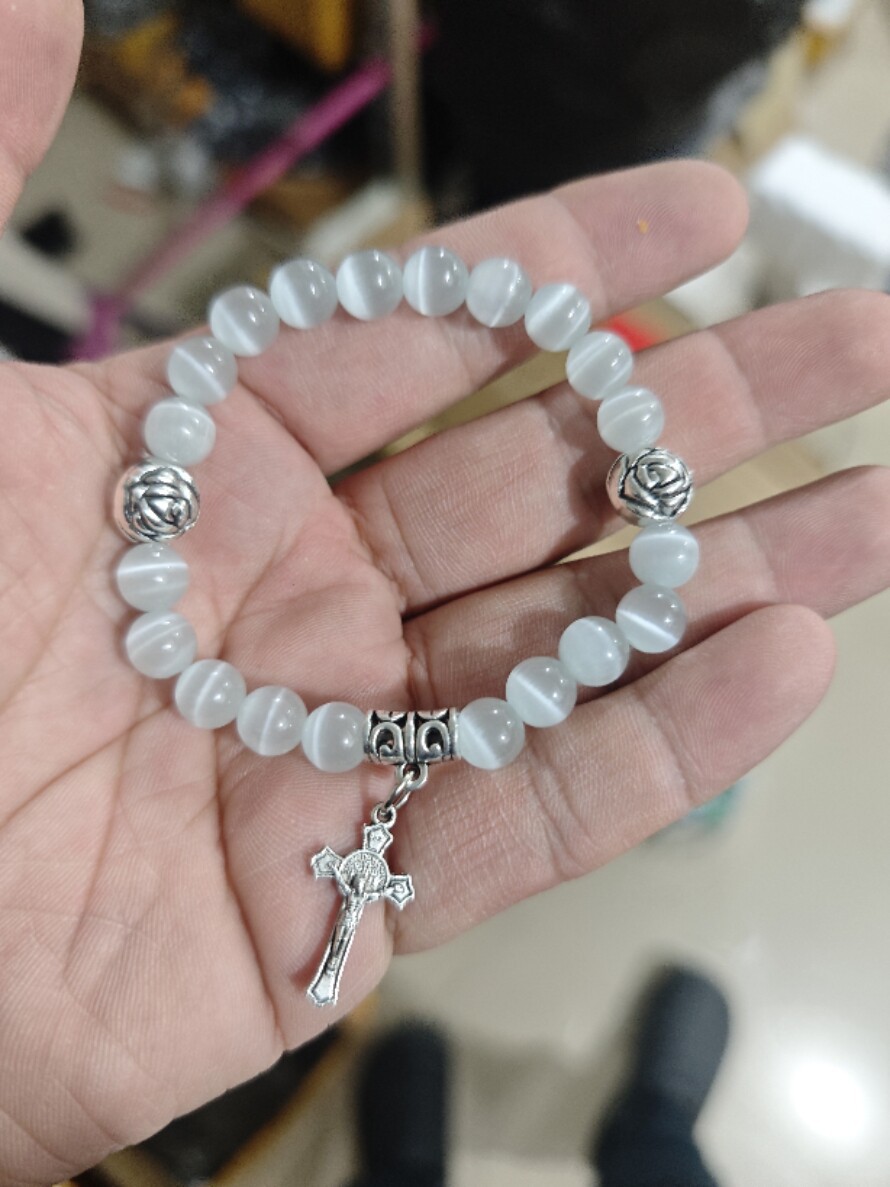 화이트 캣츠아이 맞춤 팔찌