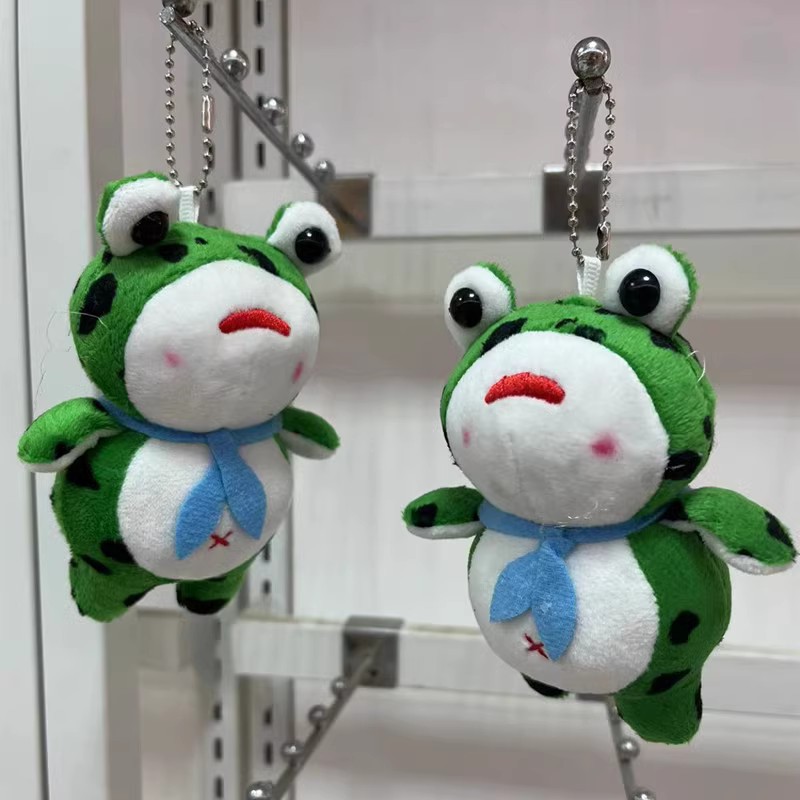 Tiktok mismo estilo pierna larga Rana pequeño colgante de juguete felpa Rana muñeca dibujos animados bolsa adornos llavero