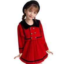 一件代发女童毛衣裙童装针织长裙2025秋冬加绒加厚新款五节裙圣诞