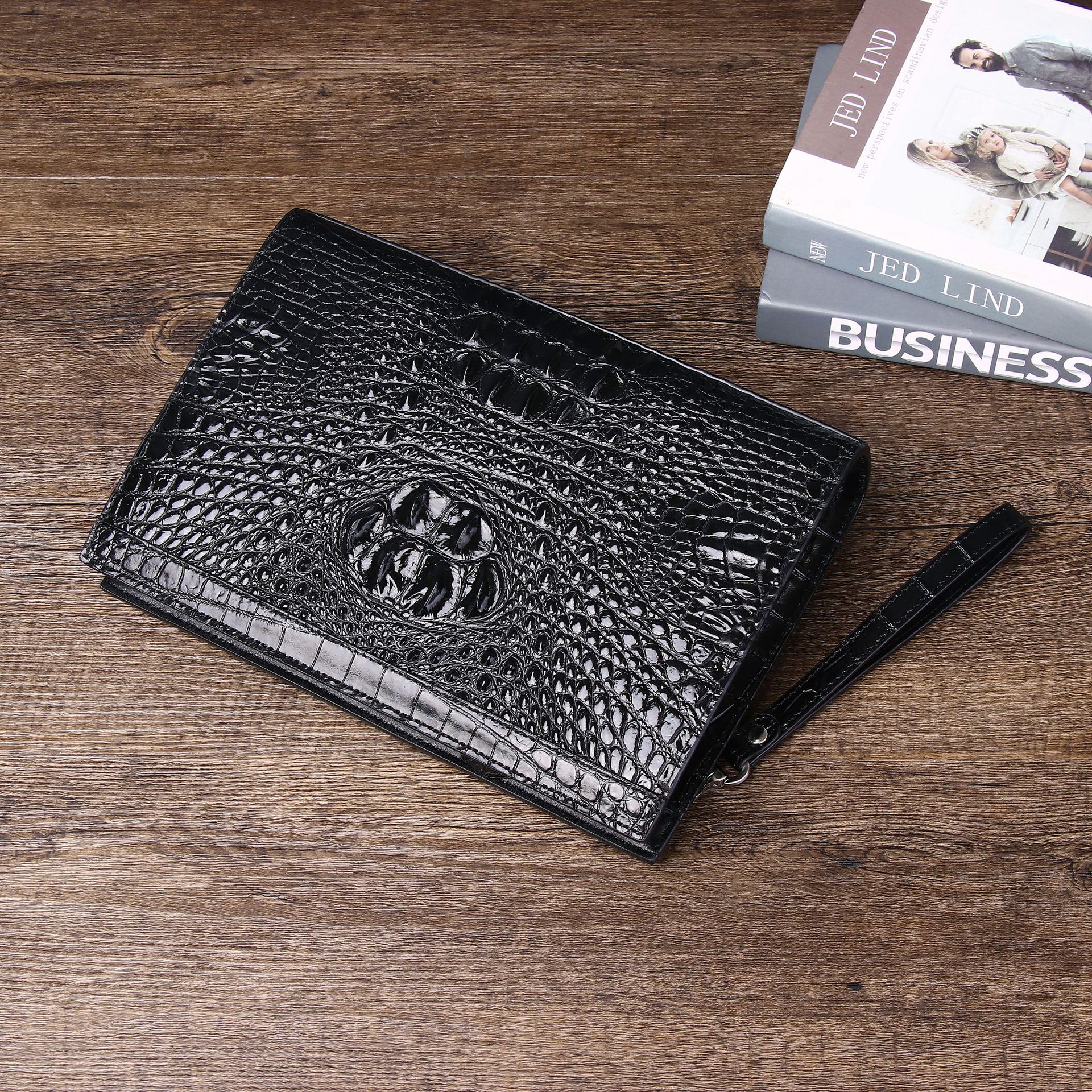 Túi clutch nam da PU vân cá sấu phong bì thời trang chi tiết 3