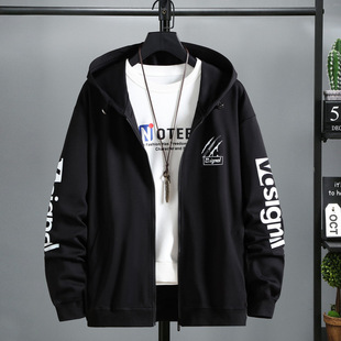 Plus size hooded Spring and Autumn New cardigan jacket loose coat