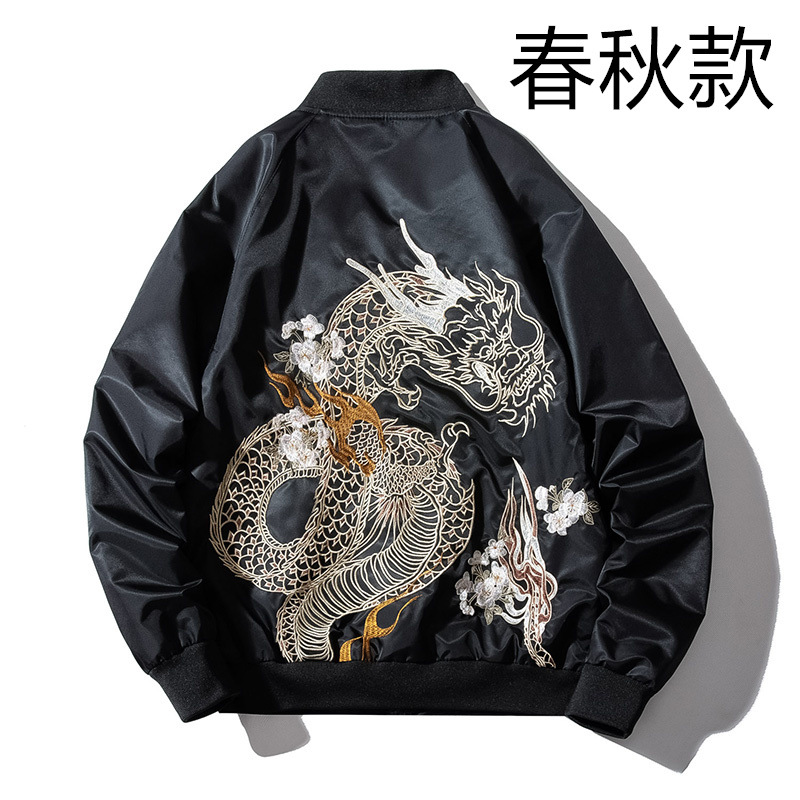 Nueva primavera y otoño hip hop hombres bordado chaqueta exterior desgaste regular manga larga Juventud Popular soporte collar chaqueta