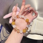 天然黄塔晶双黄玛瑙石手链 设计感轻奢小众手串 情侣款手饰品批发