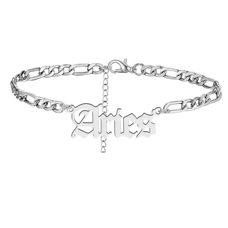 Fashionable ankle bracelet, beach zodiac signs stainless steel for beloved, European style, simple and elegant design