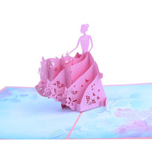 跨境创意新款立体3D漂亮公主贺卡可爱公主激光纸雕贺卡生日祝贺卡