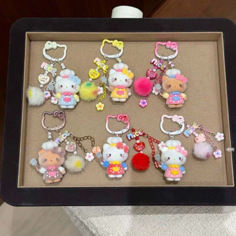 Chef Kt Cartoon Plush Hello Kitty Miu Series Dopamine Phone Chain Pendant DIY Bag Charm Keychain Trendy Toy