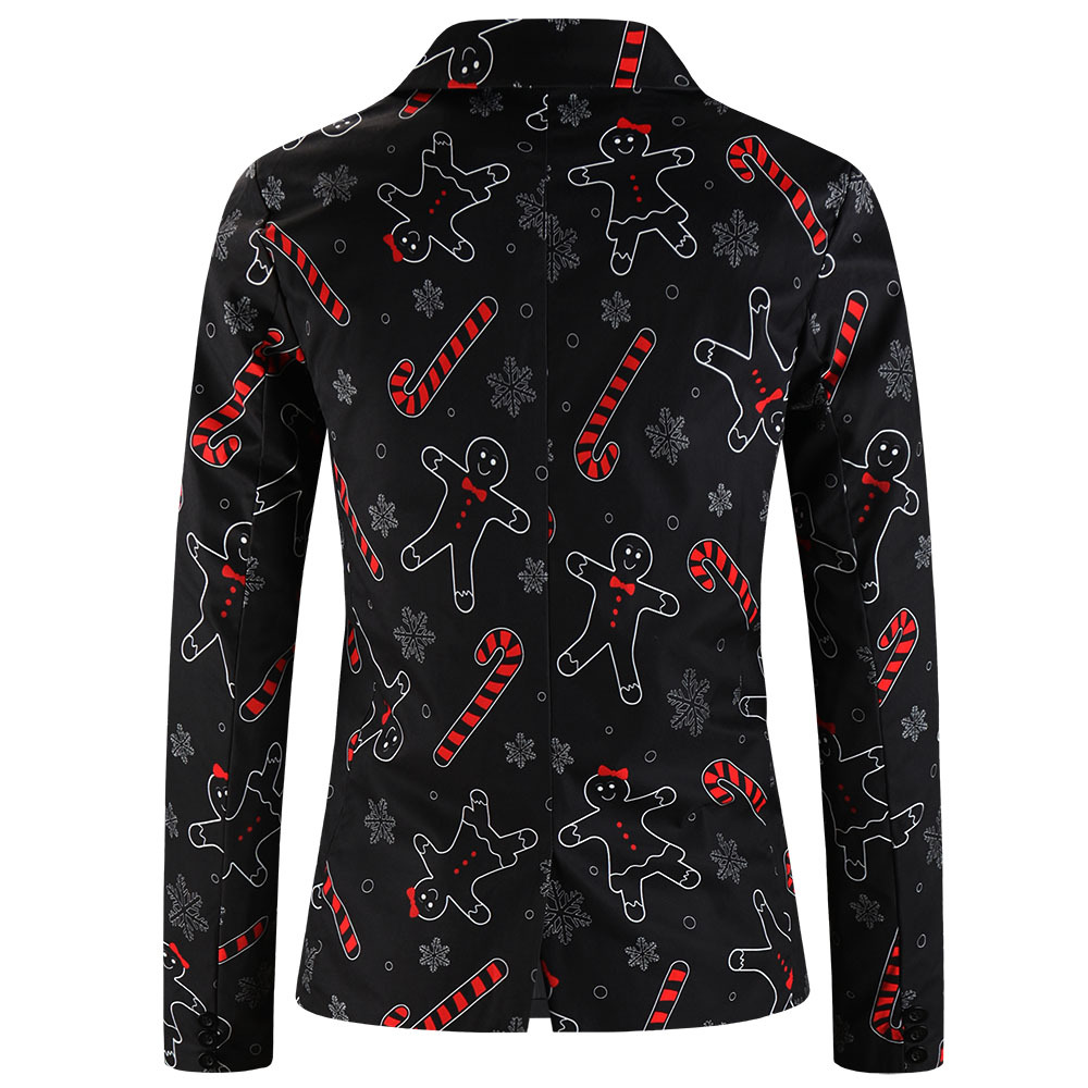 Men's Suit Jacket Christmas Print Single Blazer For Men_voghion.com