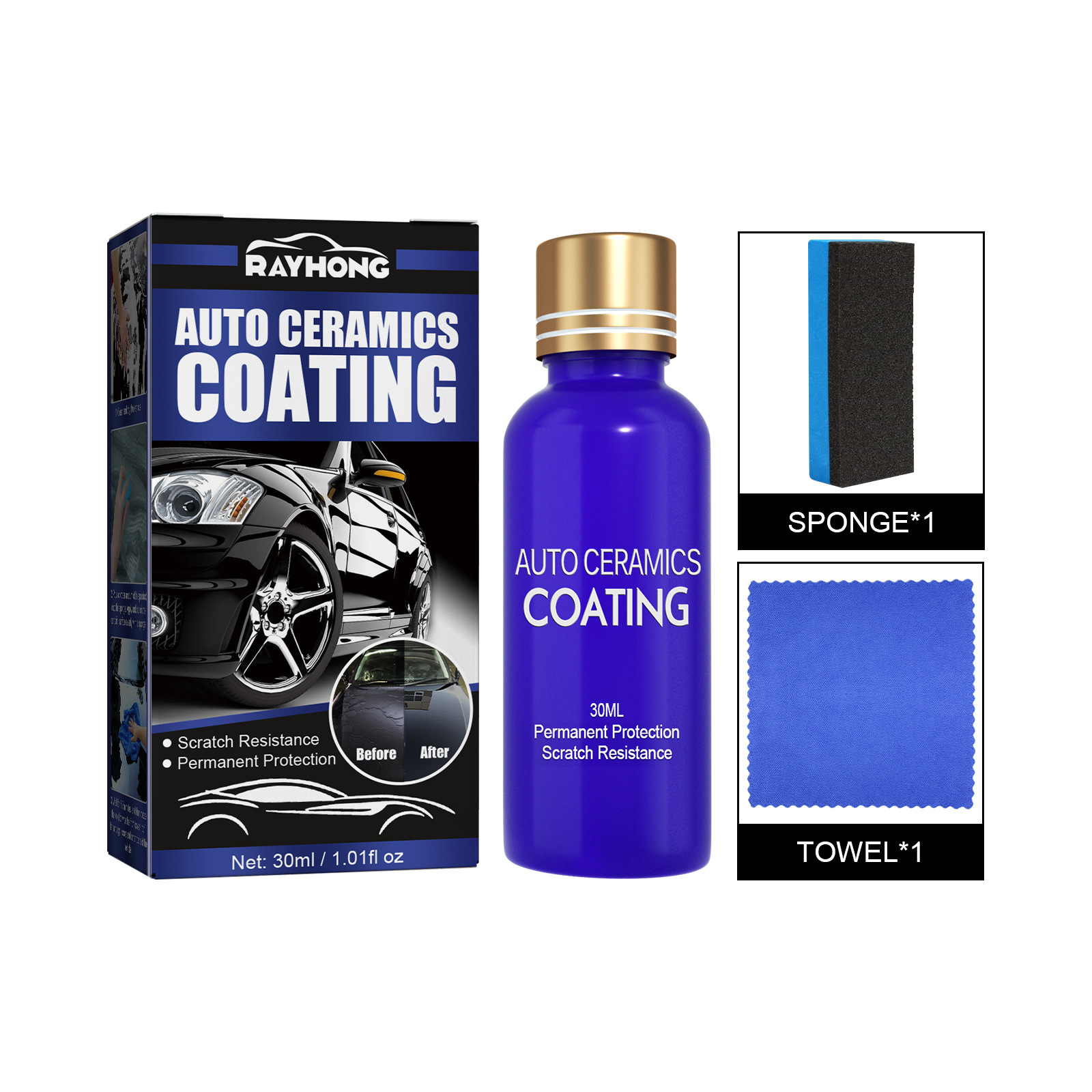 Rayhong líquido de recubrimiento de cristal para automóviles limpio y descontaminación impermeable a prueba de arañazos pintura de automóviles mantenimiento de recubrimiento de renovación image 5