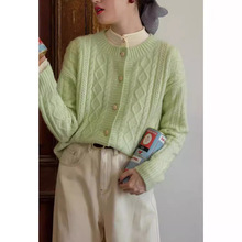 【垛襟】24冬濮院森系风清新甜美女装绵羊绒开衫圆领宽松型毛衣