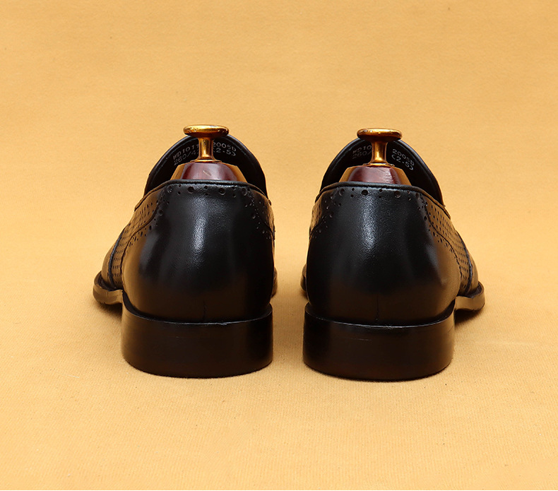 Casual summer leather shoes men's hollow breathable leather business dress shoes_vogvips.com