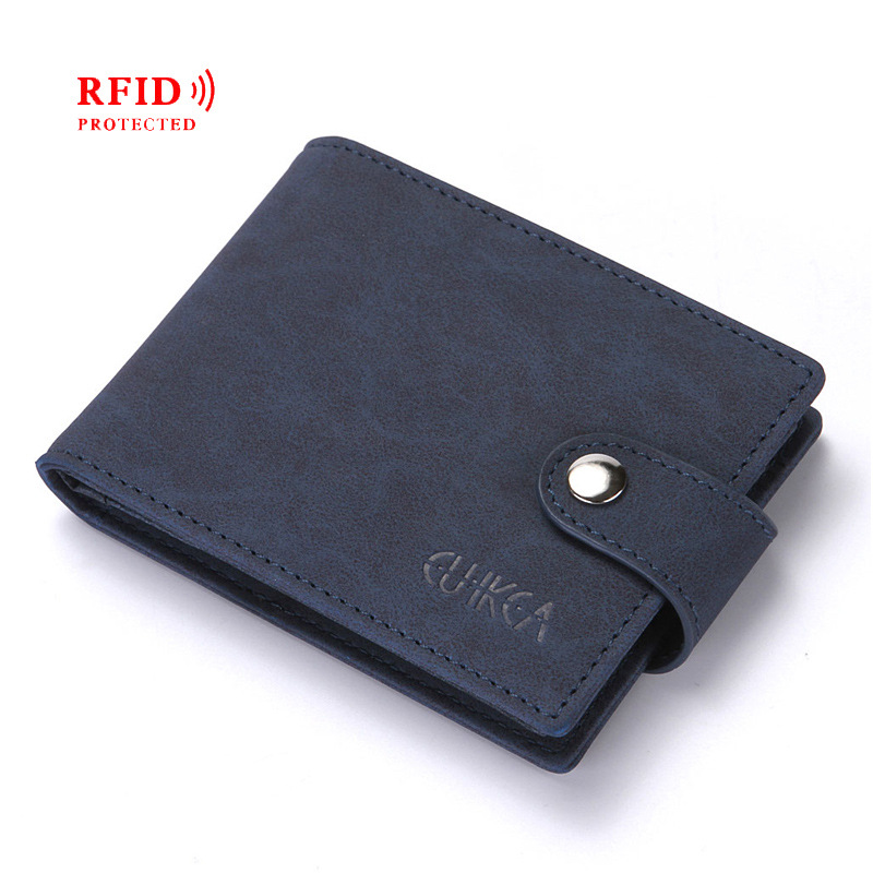跨境RFID创意男士钱包PU皮搭扣  工作证件驾驶证皮套卡包卡套特价
