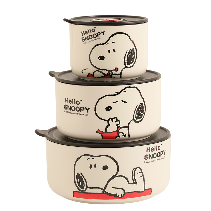 Auténtico Tazón de Conservación Snoopy, Bonito Tazón de Cerámica para Microondas de 6 Pulgadas, Lonchera de Cerámica al por Mayor