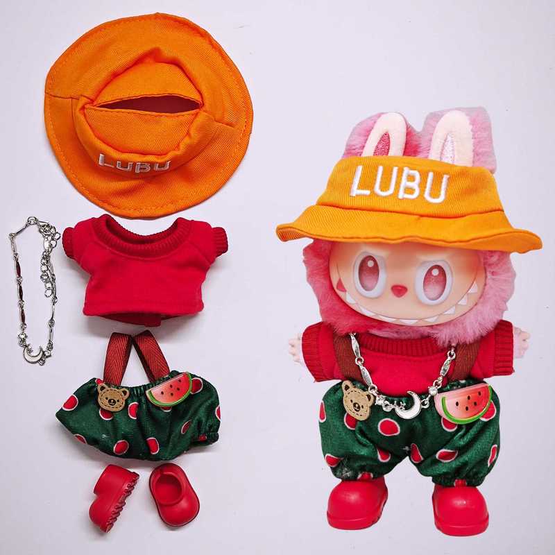 ラビュブベビー服】初代・二代・三代 ラビュブベビー服 オレンジ帽子 スイカサスペンダーパンツセット 15cm17cm|undefined