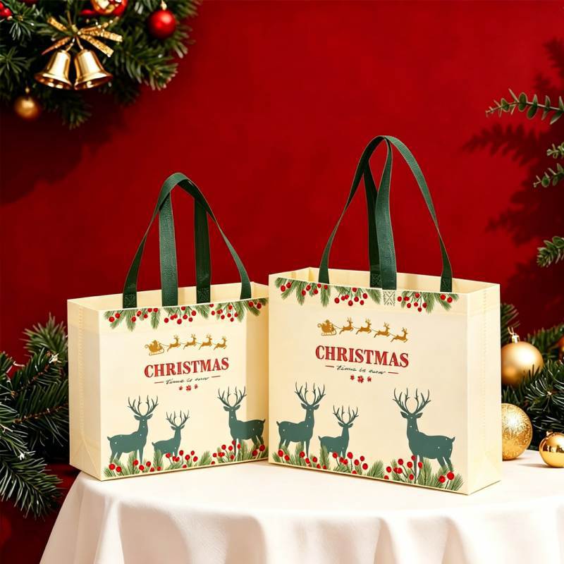 Navidad transfronteriza no tejida tridimensional en blanco bolsas personalizadas bolsas de publicidad personalizadas image 1
