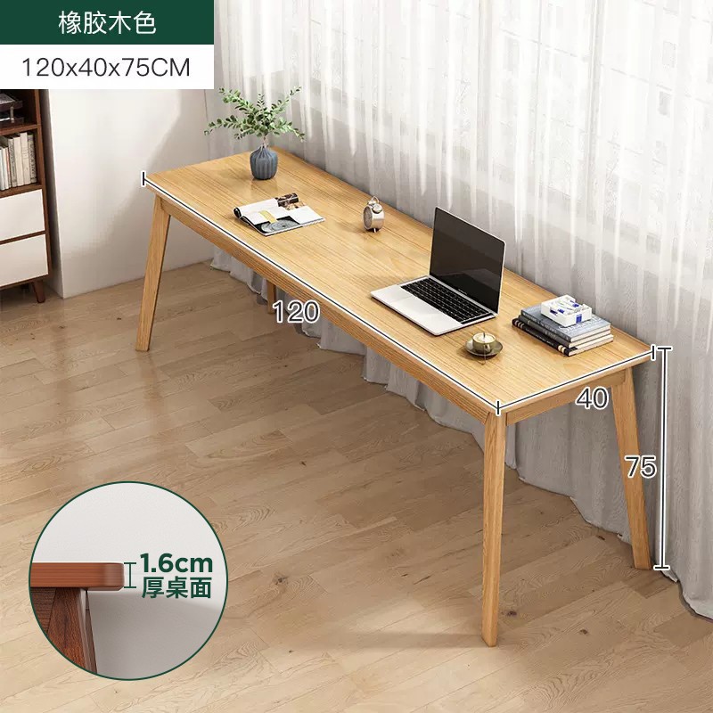 Escritorio de madera maciza para uso doméstico, escritorio doble para computadora, escritorio de oficina, mesa larga de estudio, mesa estrecha montada en la pared, banco de trabajo, rectangular.