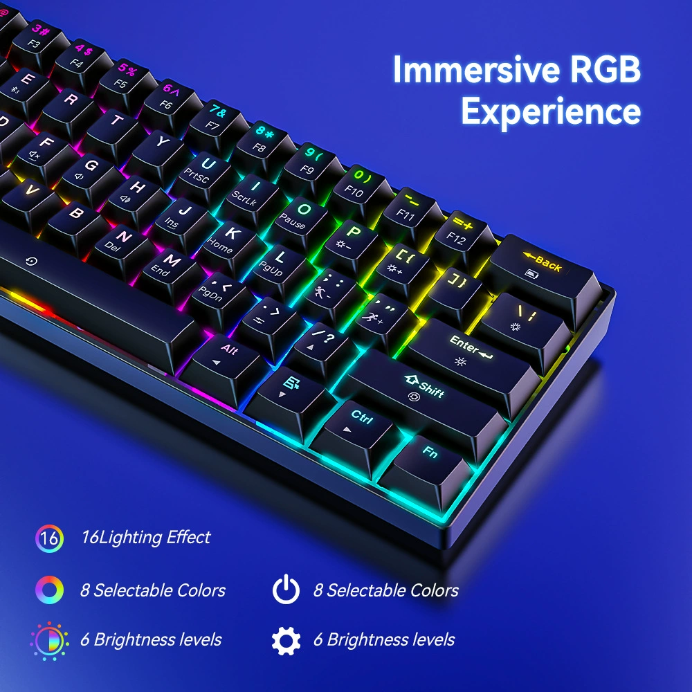 Механическая клавиатура TMICE CX61, Bluetooth 3-режимная, 61 клавиша, RGB, варианты переключателей Tea/Red