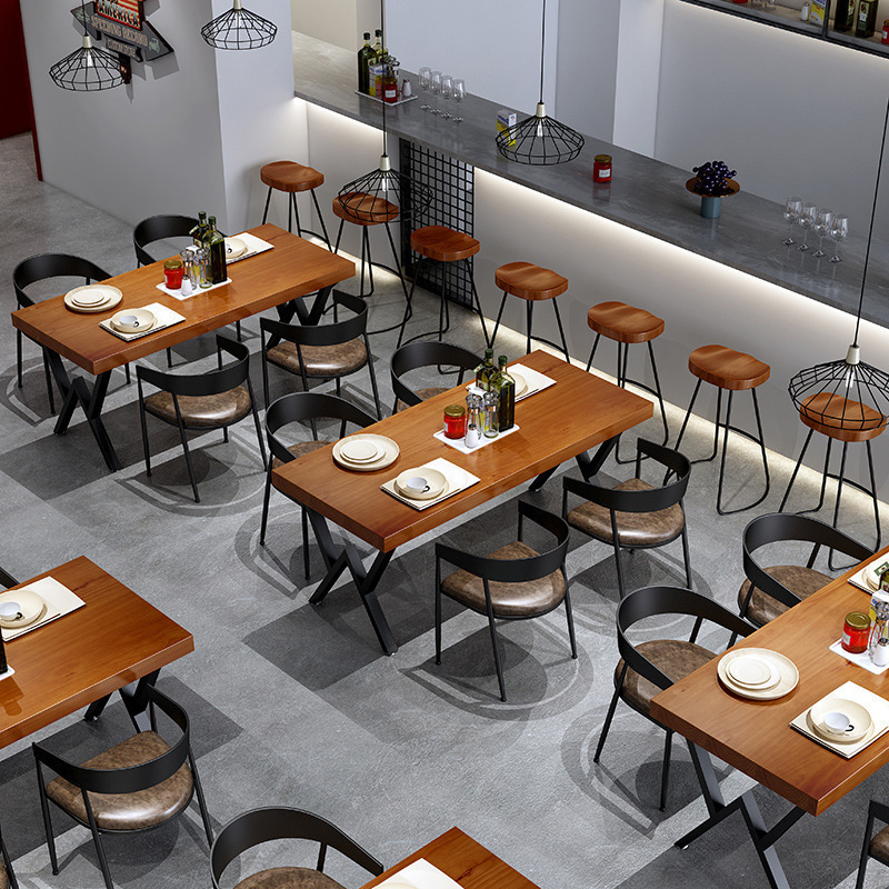 簡歐輕奢現代北歐風雙人桌子美式工業風桌椅組合實木餐桌簡約餐廳