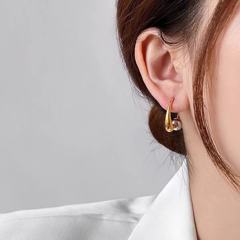 1 Pair Quantity 1 Pair Lady Water Droplets Plating Copper Ear Studs