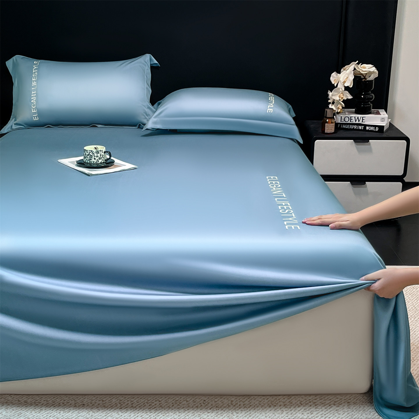 Madre y bebé de verano sábanas de seda de hielo una sola pieza se puede lavar en máquina sábanas de dormir desnudas sábanas dobles cubiertas de almohada de tres piezas sábanas de dormitorio