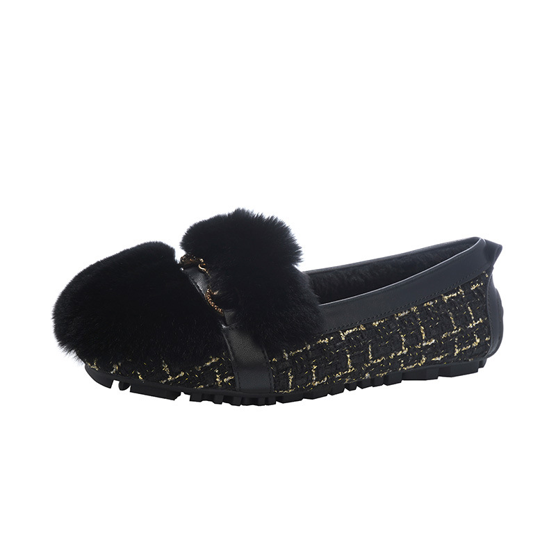 Zapatos de lana de invierno para mujeres 2024 nuevos zapatos de botón de diamante de frijol y zapatos de lana suaves de mujer tamaño 41 - 43 image 6