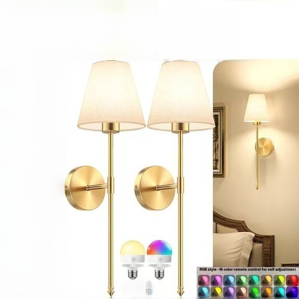 Lámpara de Pared Recargable RGB de Hierro y Tela Regulable con Control Remoto para Dormitorio y Pasillo image 7