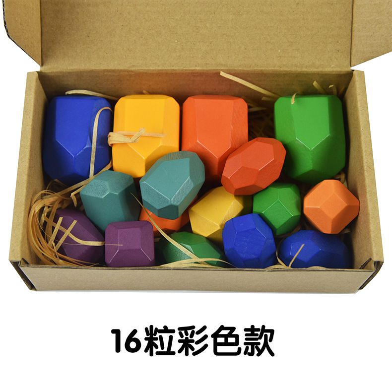 En stock transfronterizo Nórdico ins estilo colorido piedra educación temprana piedra apilada música de los niños de juguete de madera adornos