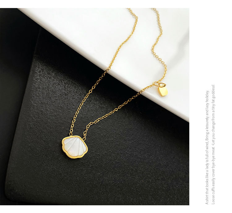 Fashion Shell Titanium Steel Inlay Shell Pendant Necklace 1 Piece