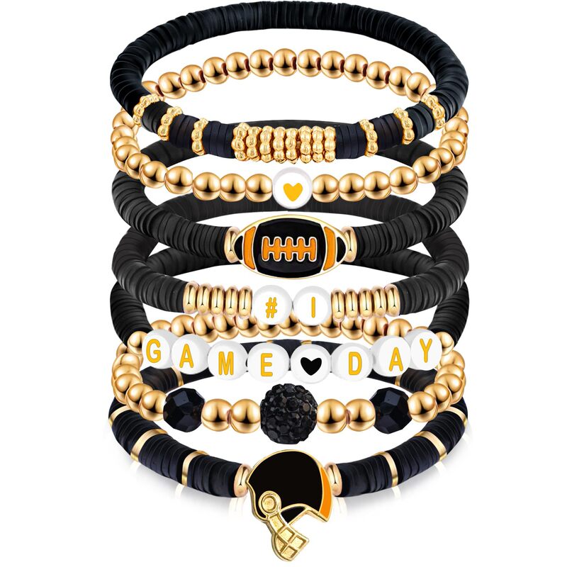 Game Day Bracelet Football Charm Beaded Stretch Bracelet Soccer Parents Coaches Fans Sports Jewelry Gift