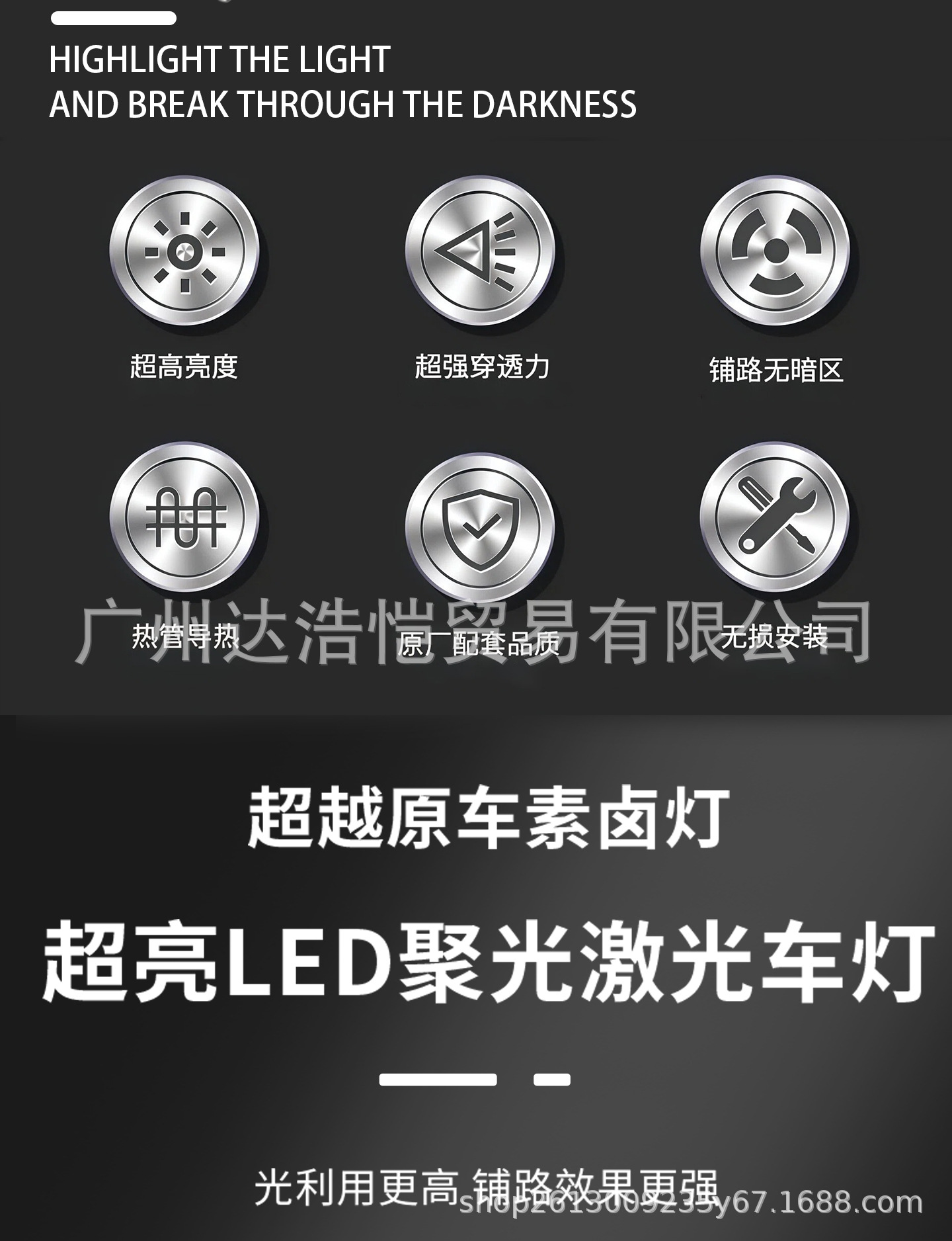 Cross-border high-brightness F8 front headlight, high-power truck H1 H4 H7 integrated high and low beam decoding car headlight