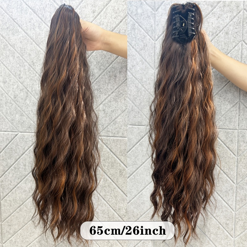现货批发26英寸长水波纹抓夹马尾辫欧美跨境款|undefined