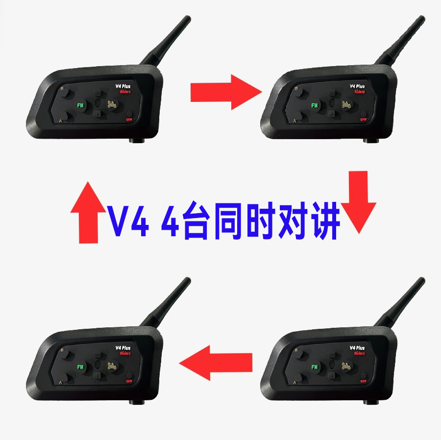 V4Cplus Right-Ear Typec Referee Intercom Football Referee Intercom Outdoor Intercom 3-Pack 4-Pack