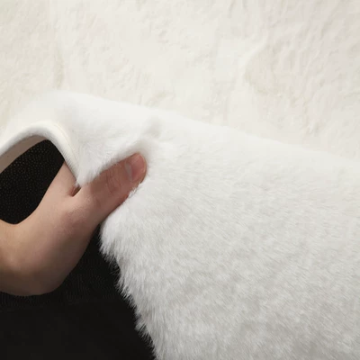 Car Carpet – Imitation Rabbit Fur Super Soft Round - long-rabbit-hair-thickened-encrypted-white-diameter-80cm-round
