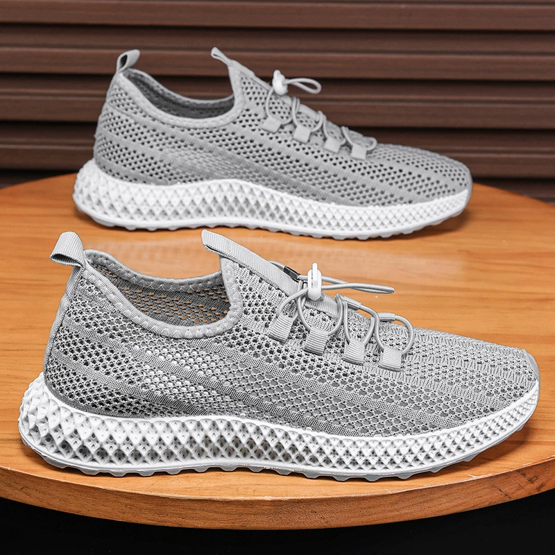 Сетчатая обувь, новинка 2024, летние дышащие сетчатые легкие носки на мягкой подошве, мужские повседневные кроссовки для бега