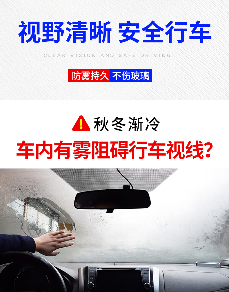 Car Glass Anti-Fog Agent, Rain-Proof Agent, Car Windshield Window Defogging Spray, Rearview Mirror Anti-Rain and Anti-Fog