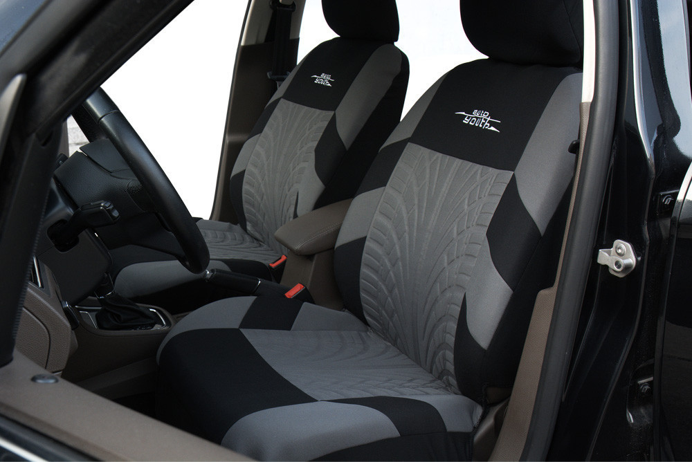 Universal Five-Seater Comfortable Polyester Fiber Car Seat Cover with Letter Embroidery, Press-Stitched Style, Russian Foreign Trade Export