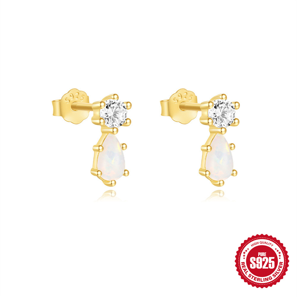 Pendientes de diseño pequeño y exquisito de plata de ley S925, lazo, perla, aretes de ambiente premium de otoño