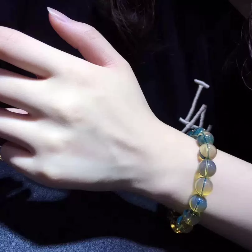 11mm墨西哥蓝珀3A高品质手串天然琥珀无优化支持无杂无裂净水蓝晶