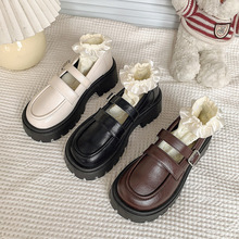 英伦风小皮鞋女2024秋季配裙子法式厚底黑色复古玛丽珍鞋jk鞋子女