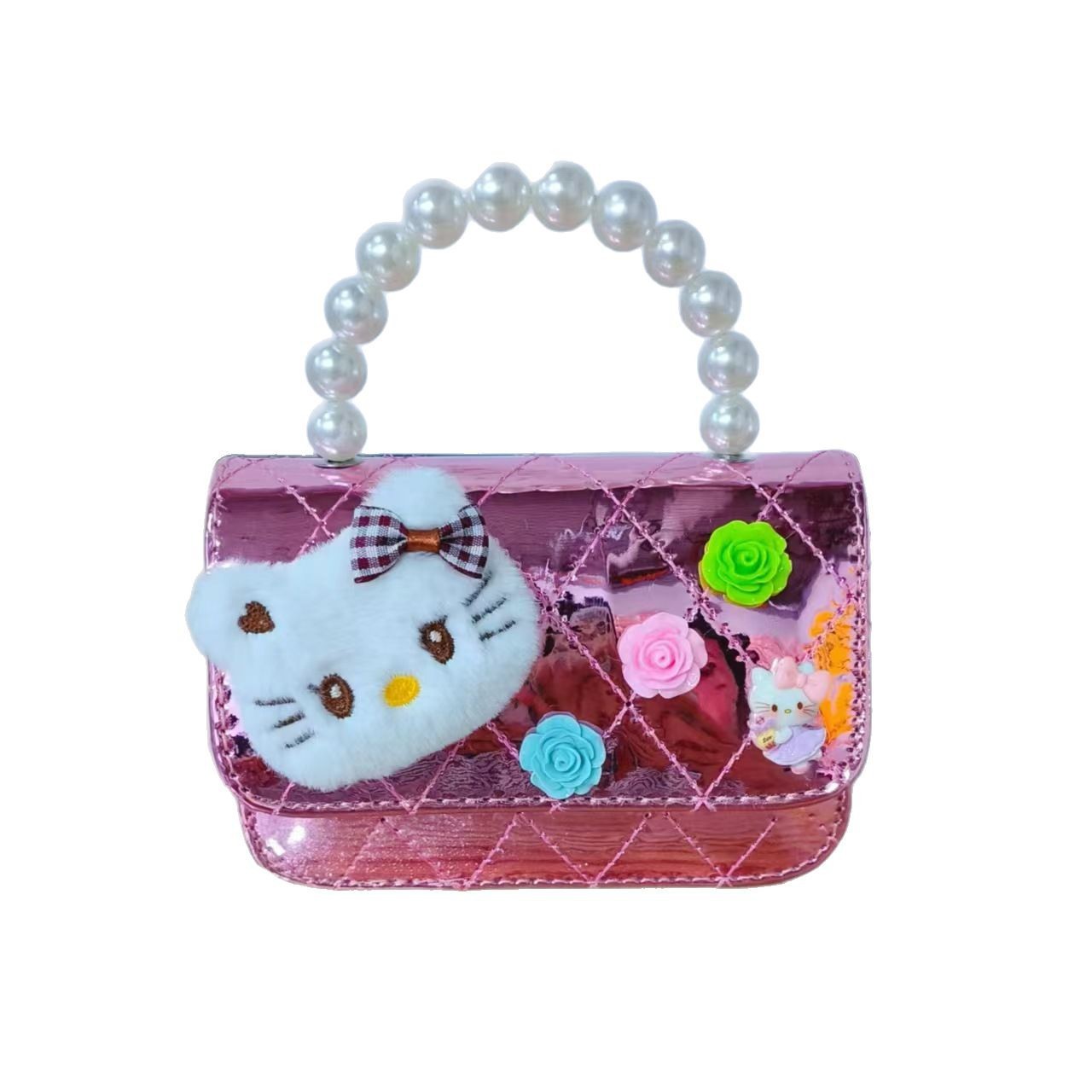 Nuevo espejo para niños, bolso de hombro de dibujos animados, bolso de mensajero para niñas, bolso de perlas, bolso de cadena lindo para niñas de celebridades de Internet