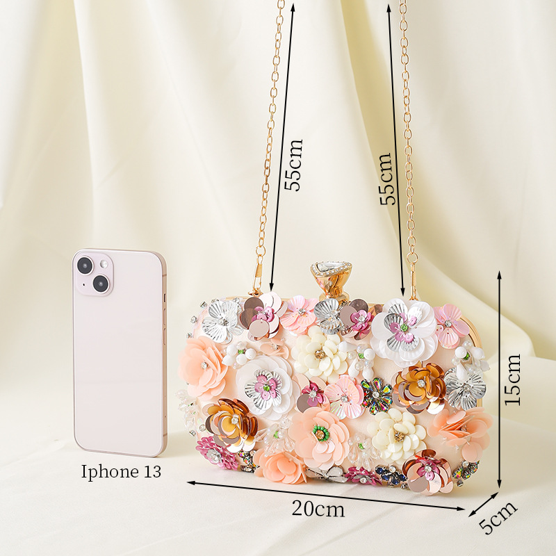 Elegante Abendtasche Mit Blumenperlen Handgefertigt Für Damen_voghion.com