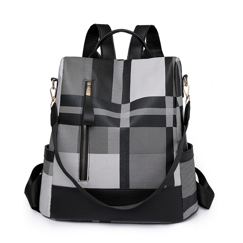 Mochila antirrobo para mujer 2023 nuevo estilo cuero suave moda contraste color multifuncional al aire libre mochila de viaje ligera al por mayor