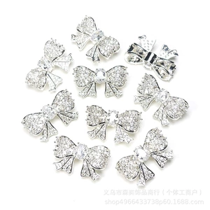 Senyi Copper Micro-Inlaid Zircon Four-Way Bow Full-Diamond Multi-Way Spacer Bead DIY Crystal Beaded Bracelet Jewelry Accessories