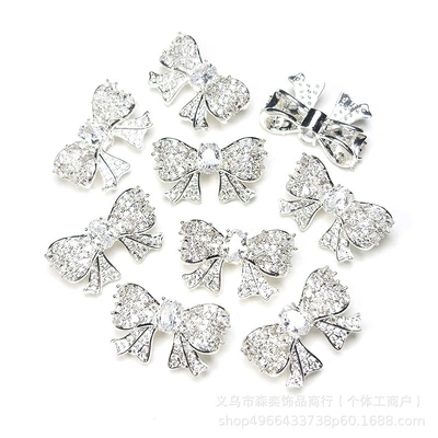 Senyi Copper Micro-Inlaid Zircon Four-Way Bow Full-Diamond Multi-Way Spacer Bead DIY Crystal Beaded Bracelet Jewelry Accessories