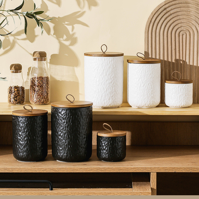 Nordic Ceramic Tea Jar Sealed Jar Grain Storage Jar Household Kitchen Storage Jar Coffee Jar Storage Jar