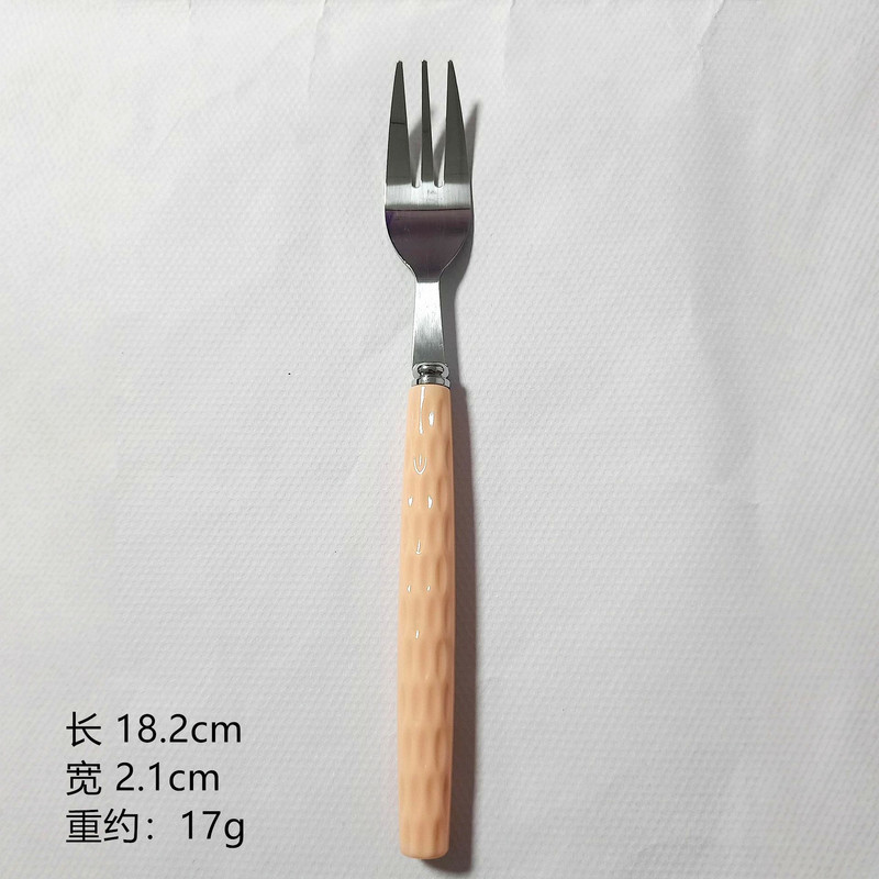 新款塑料手柄不锈钢勺叉高颜值糖果色不锈钢勺叉家用创意西餐叉勺|undefined